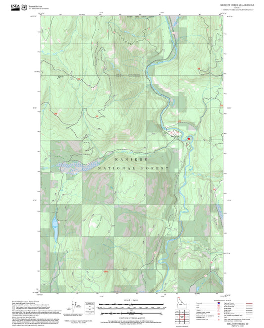 2025 Forest Service Topo Map of Meadow Creek Idaho