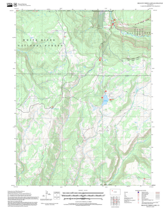 2025 Forest Service Topo Map of Meadow Creek Lake Colorado