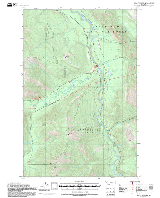 2025 Forest Service Topo Map of Meadow Creek Montana