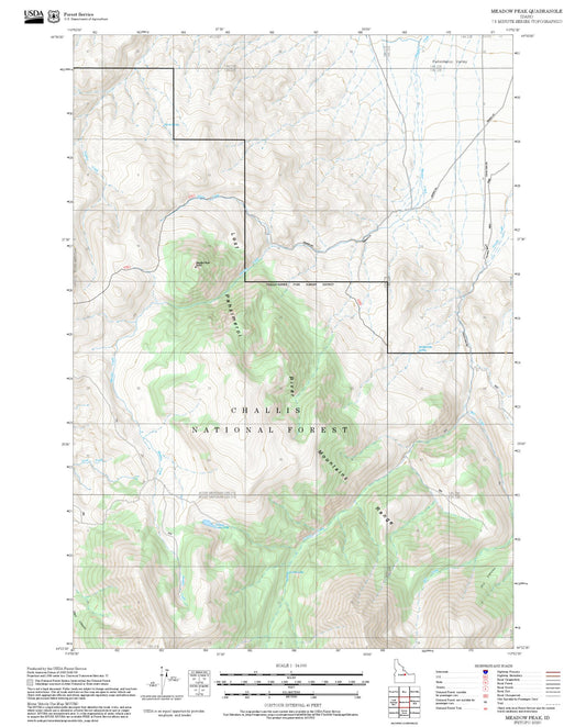 2025 Forest Service Topo Map of Meadow Peak Idaho