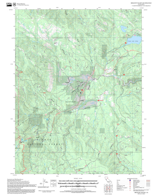2025 Forest Service Topo Map of Meadow Valley California
