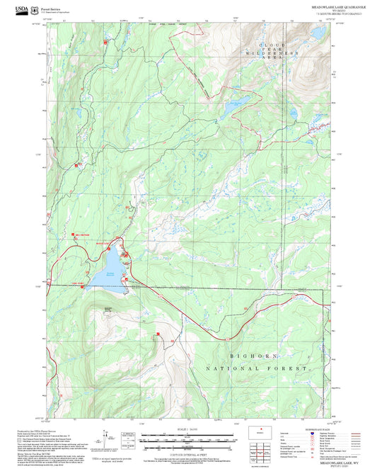 2025 Forest Service Topo Map of Meadowlark Lake Wyoming