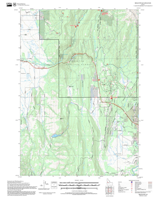 2025 Forest Service Topo Map of Meadows Idaho