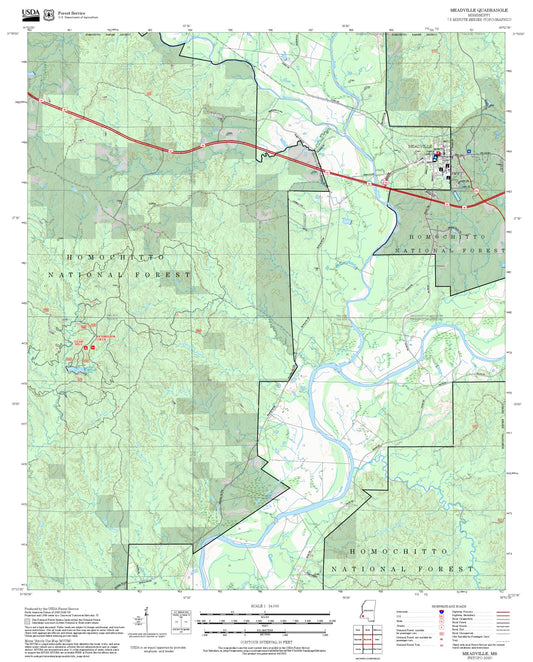 2025 Forest Service Topo Map of Meadville Mississippi