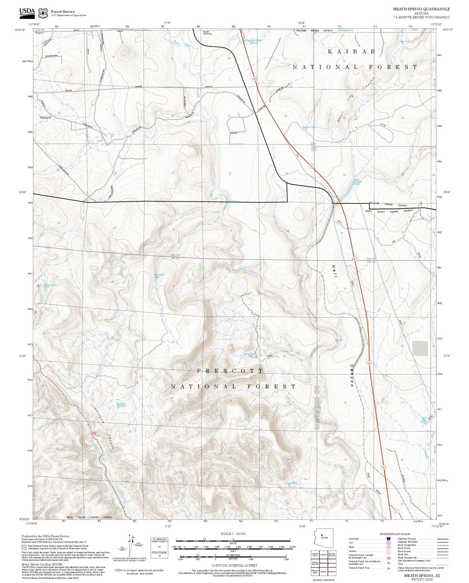 2025 Forest Service Topo Map of Meath Spring Arizona – MyTopo Map Store