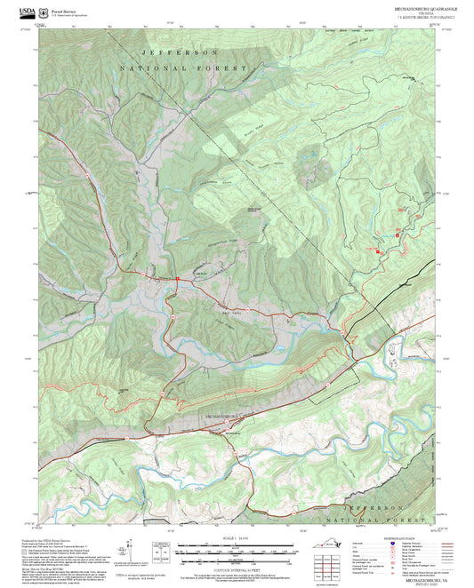 2025 Forest Service Topo Map of Mechanicsburg Virginia