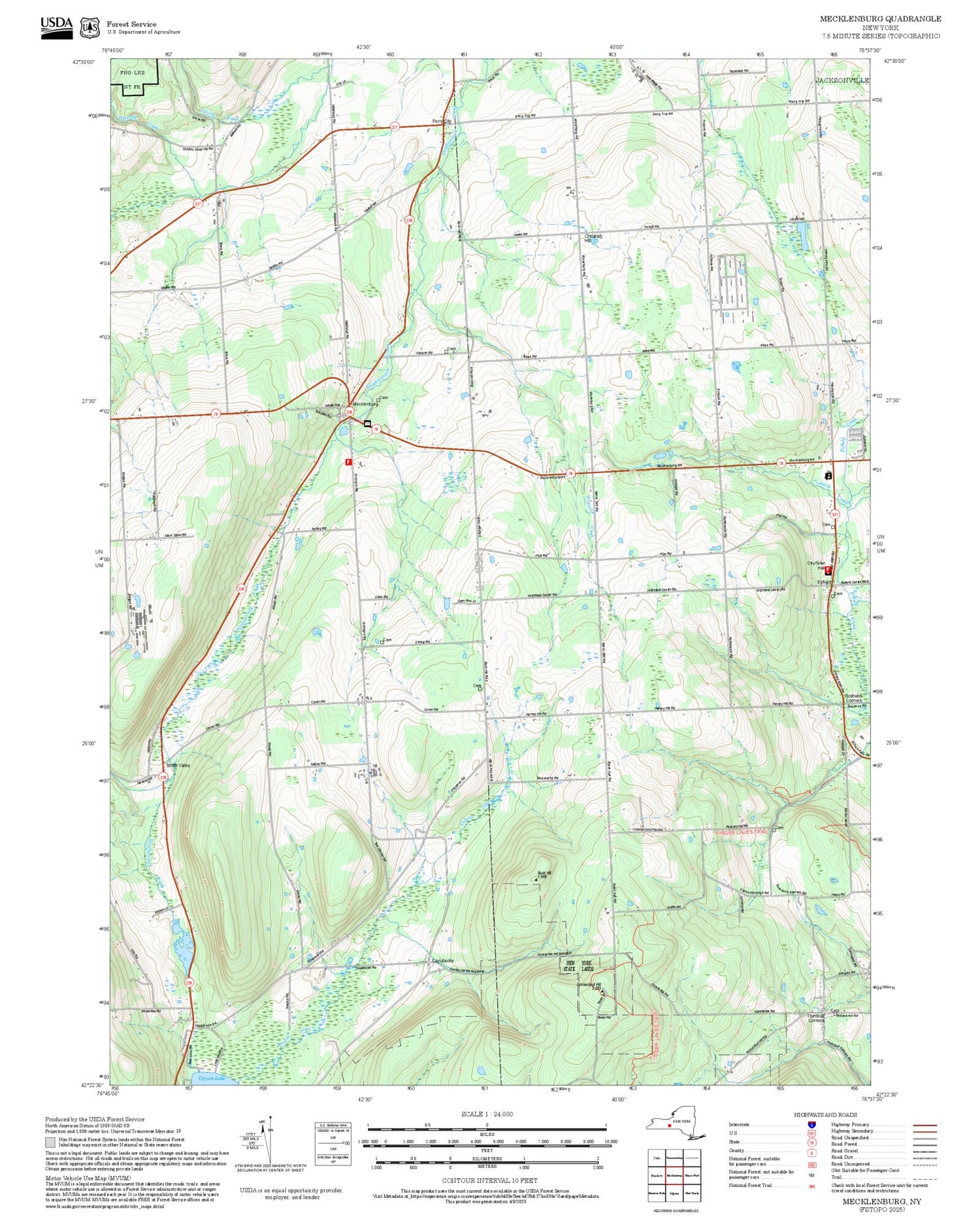 2025 Forest Service Topo Map of Mecklenburg New York