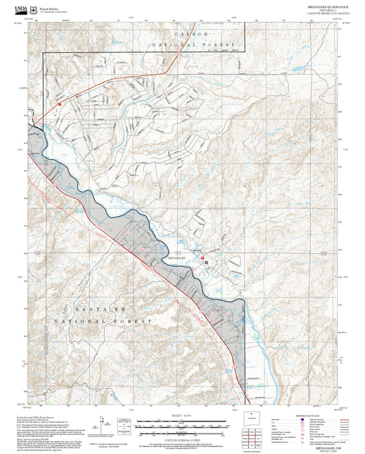 2025 Forest Service Topo Map of Medanales New Mexico