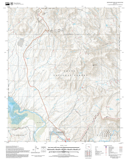 2025 Forest Service Topo Map of Meddler Wash Arizona
