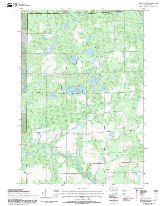 2025 Forest Service Topo Map of Medford NW Wisconsin