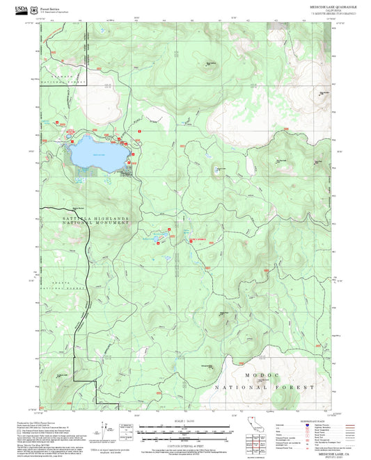 2025 Forest Service Topo Map of Medicine Lake California