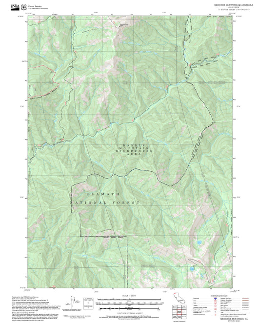 2025 Forest Service Topo Map of Medicine Mountain California