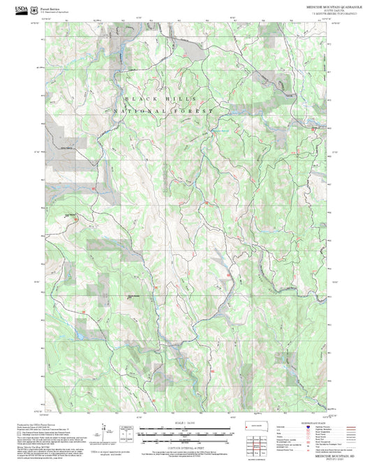 2025 Forest Service Topo Map of Medicine Mountain South Dakota