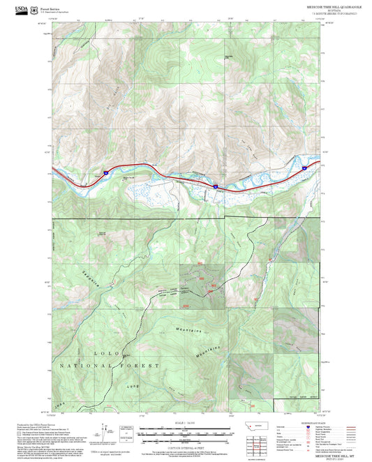 2025 Forest Service Topo Map of Medicine Tree Hill Montana
