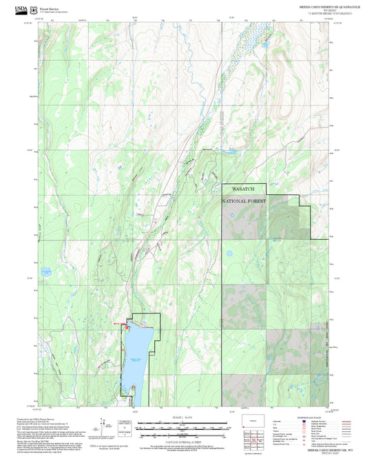 2025 Forest Service Topo Map of Meeks Cabin Reservoir Wyoming