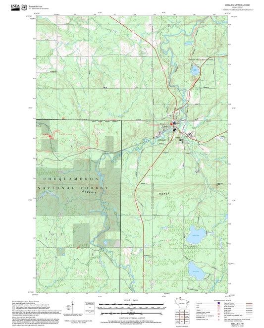 2025 Forest Service Topo Map of Mellen Wisconsin
