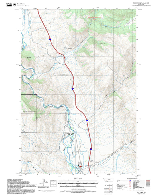 2025 Forest Service Topo Map of Melrose Montana