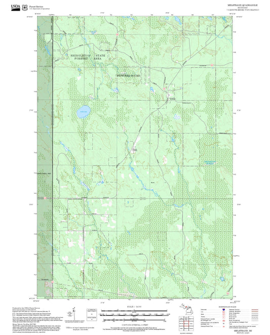 2025 Forest Service Topo Map of Melstrand Michigan