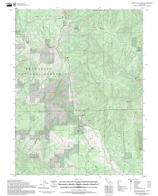 2025 Forest Service Topo Map of Mendocino Pass California