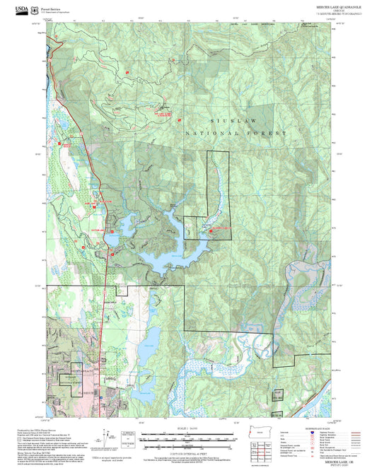2025 Forest Service Topo Map of Mercer Lake Oregon