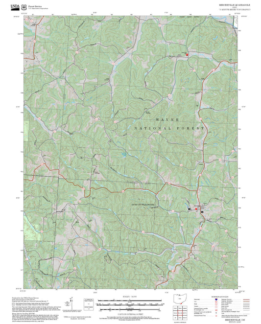 2025 Forest Service Topo Map of Mercerville Ohio