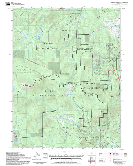 2025 Forest Service Topo Map of Meridian Hill Colorado