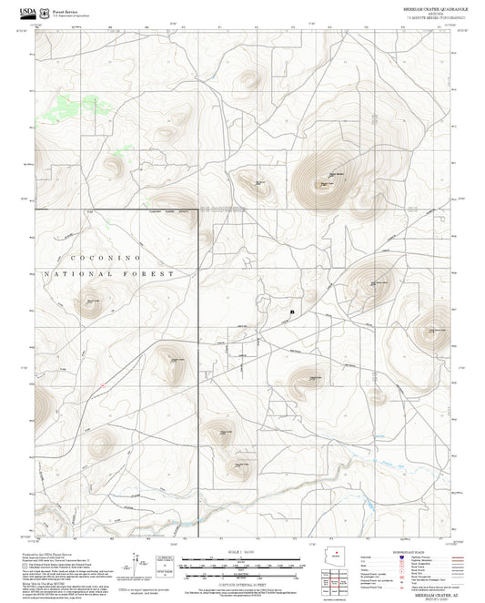 2025 Forest Service Topo Map of Merriam Crater Arizona