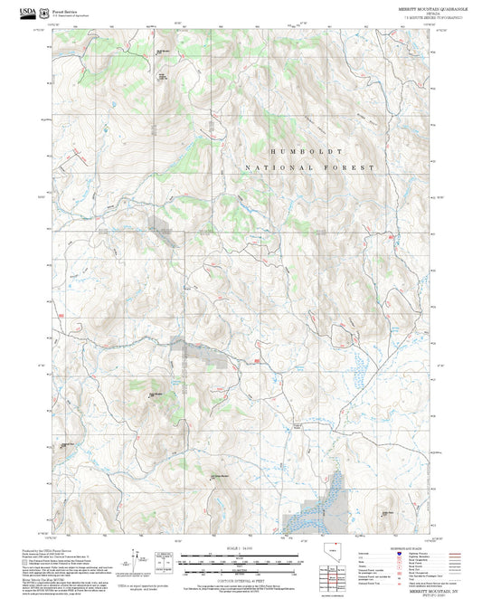 2025 Forest Service Topo Map of Merritt Mountain Nevada