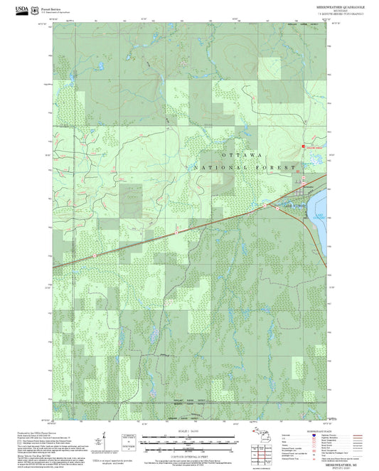 2025 Forest Service Topo Map of Merriweather Michigan