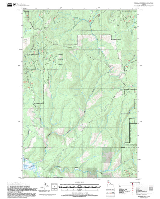 2025 Forest Service Topo Map of Merry Creek Idaho
