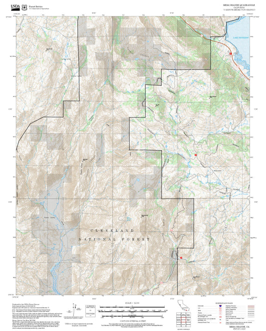2025 Forest Service Topo Map of Mesa Grande California