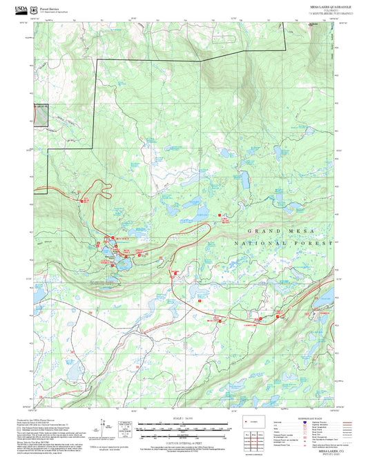 2025 Forest Service Topo Map of Mesa Lakes Colorado