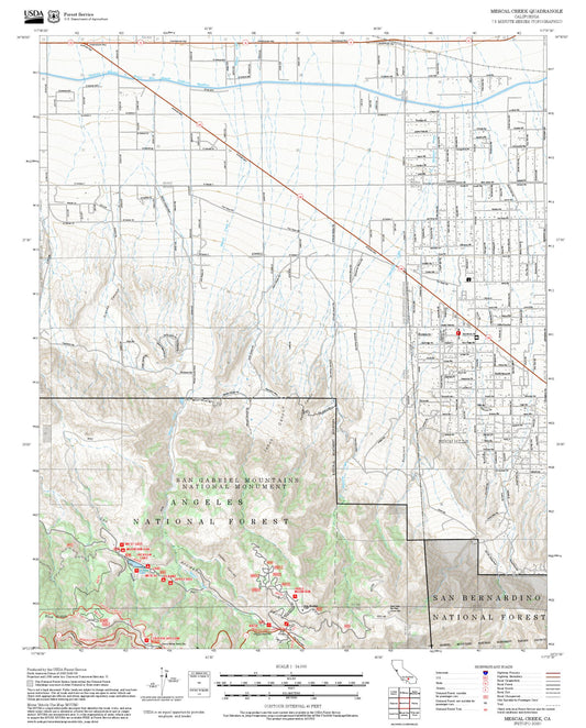 2025 Forest Service Topo Map of Mescal Creek California