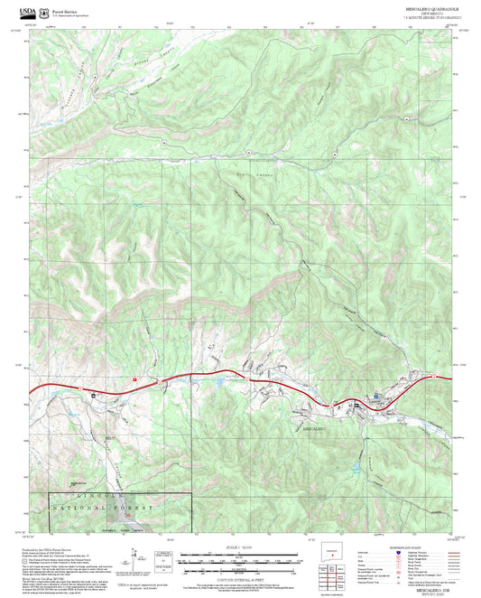 2025 Forest Service Topo Map of Mescalero New Mexico