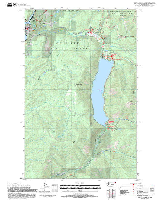 2025 Forest Service Topo Map of Metaline Falls Washington