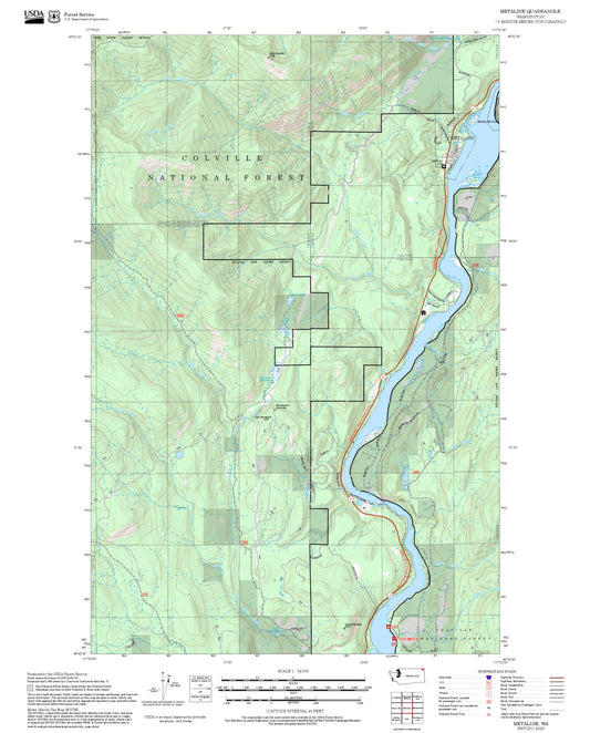 2025 Forest Service Topo Map of Metaline Washington