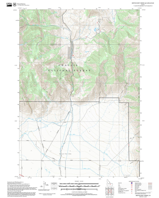 2025 Forest Service Topo Map of Methodist Creek Idaho