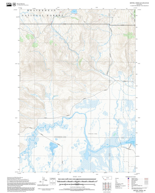 2025 Forest Service Topo Map of Metzel Creek Montana