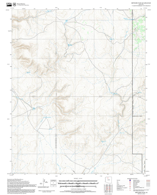 2025 Forest Service Topo Map of Metzger Tank Arizona