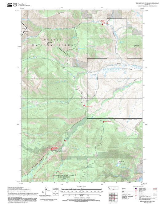 2025 Forest Service Topo Map of Meyer Mountain Montana