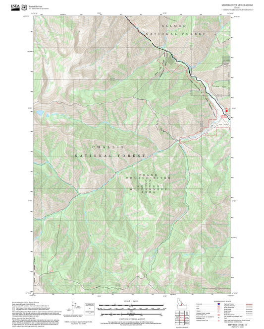 2025 Forest Service Topo Map of Meyers Cove Idaho