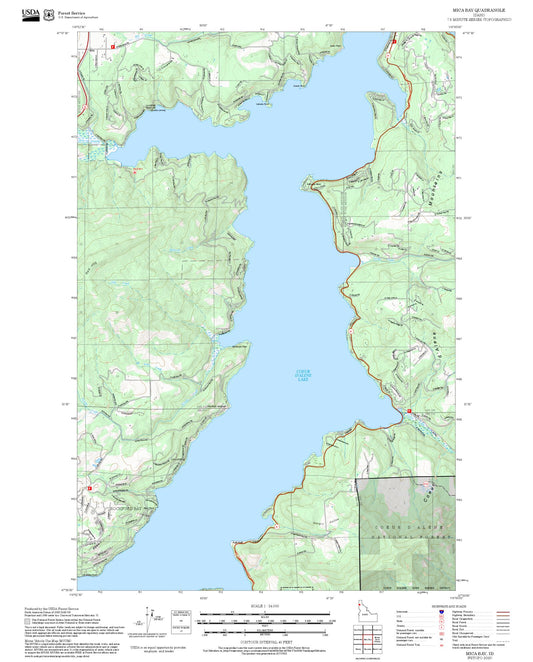 2025 Forest Service Topo Map of Mica Bay Idaho