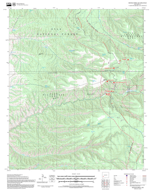 2025 Forest Service Topo Map of Middle Mesa New Mexico