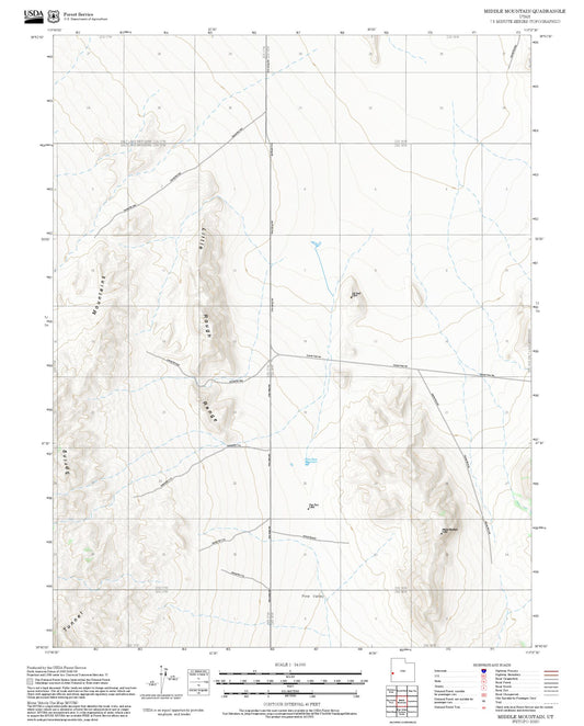 2025 Forest Service Topo Map of Middle Mountain Utah