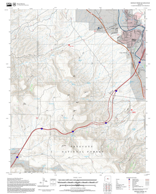 2025 Forest Service Topo Map of Middle Verde Arizona