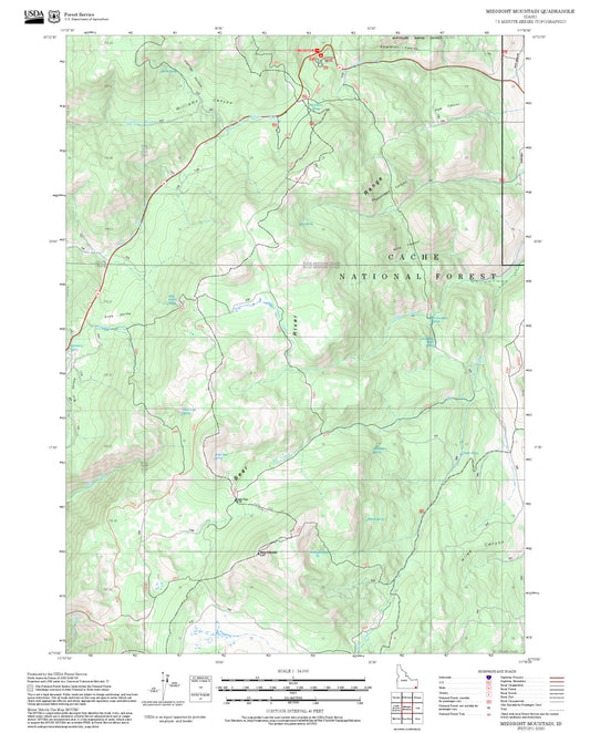 2025 Forest Service Topo Map of Midnight Mountain Idaho