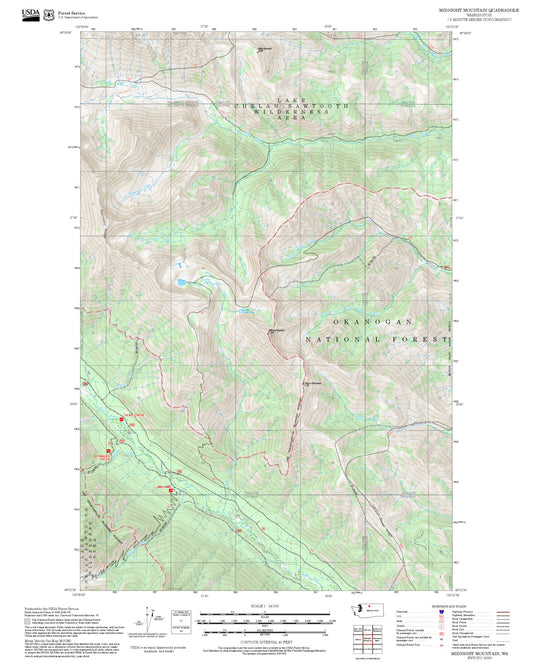 2025 Forest Service Topo Map of Midnight Mountain Washington