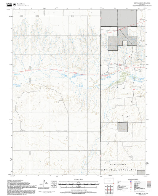 2025 Forest Service Topo Map of Midway SE Colorado