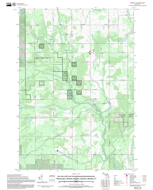 2025 Forest Service Topo Map of Mikado Michigan