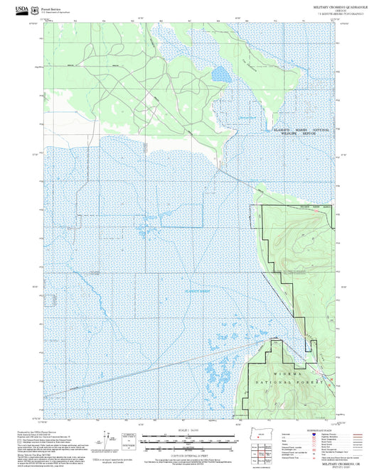 2025 Forest Service Topo Map of Military Crossing Oregon